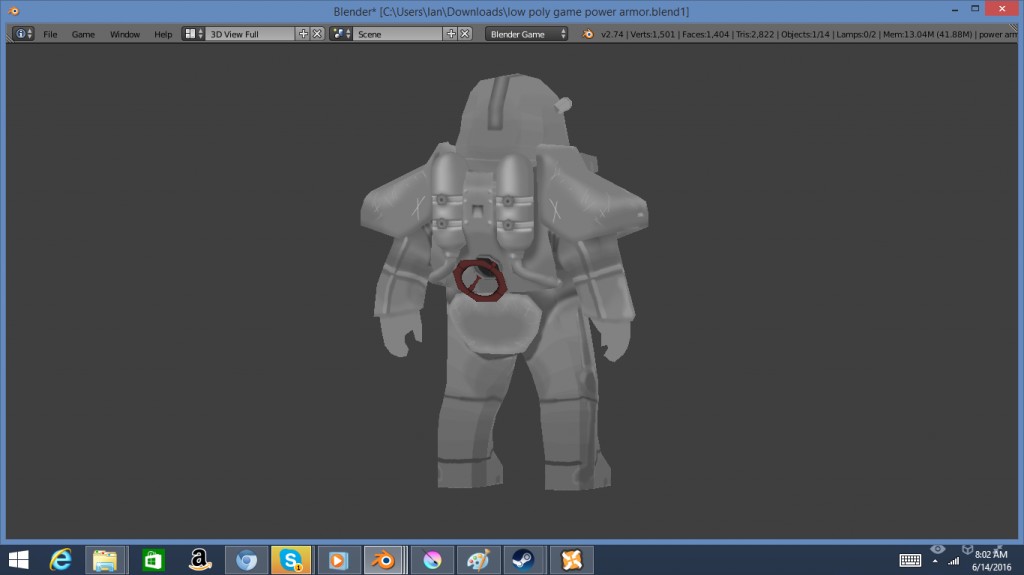 Low poly power armor for game preview image 2